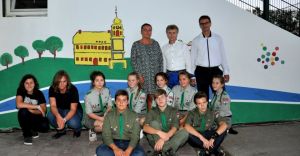 Mural na wierwiecze partnerskiej wsppracy z miastem Hiddenhausen